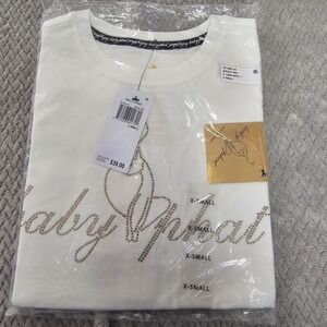 Baby Phat Crop Top Women's XS Rhinestone Logo Tee Bright White Short Sleeve NEW